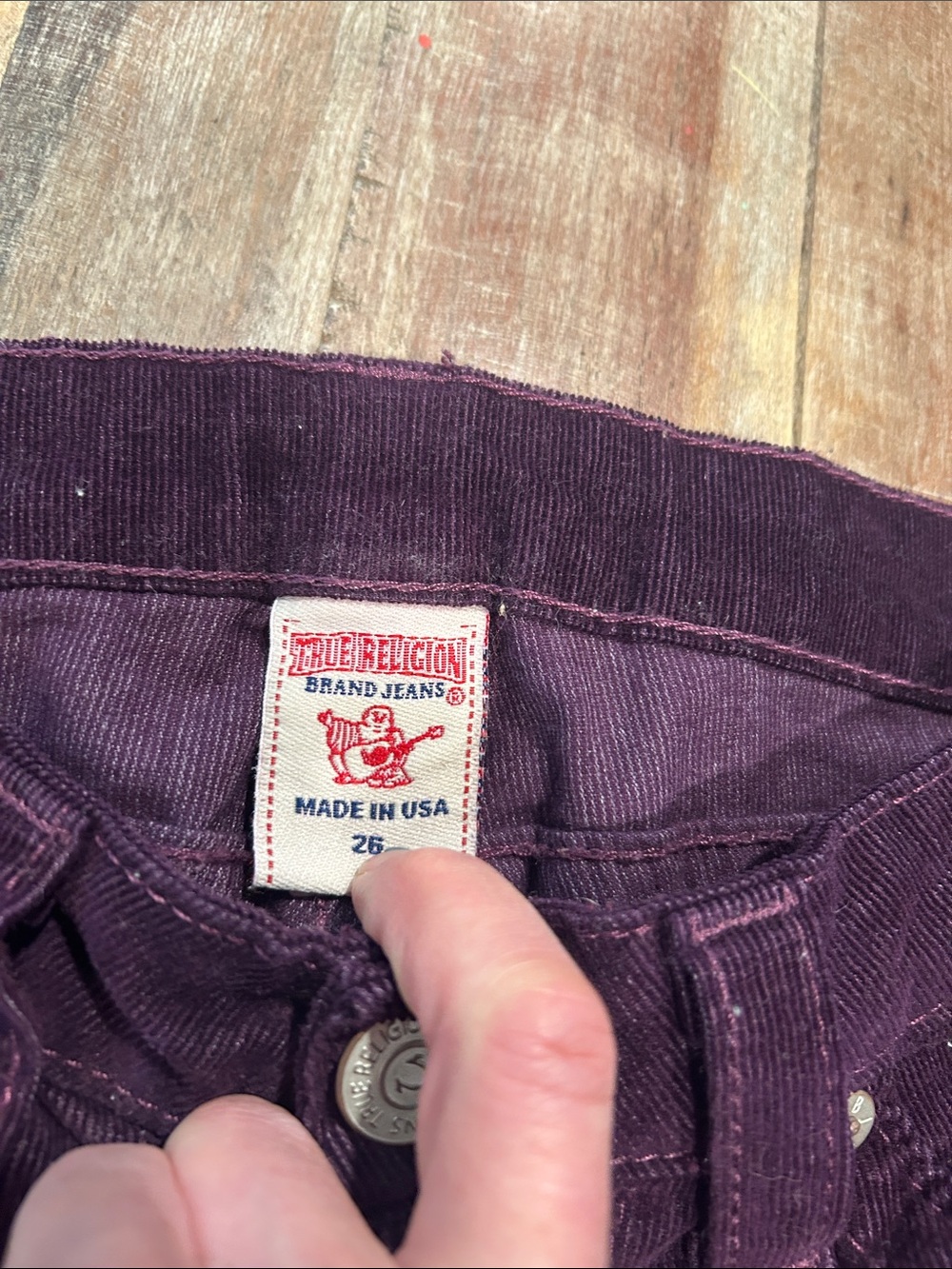 True Religion Plum Purple Low Rise Flap Flare Corduroys - Picture 8 of 12